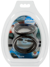 Trinity Vibes Easy Snap Triple Pleaser Cock Ring (Black)